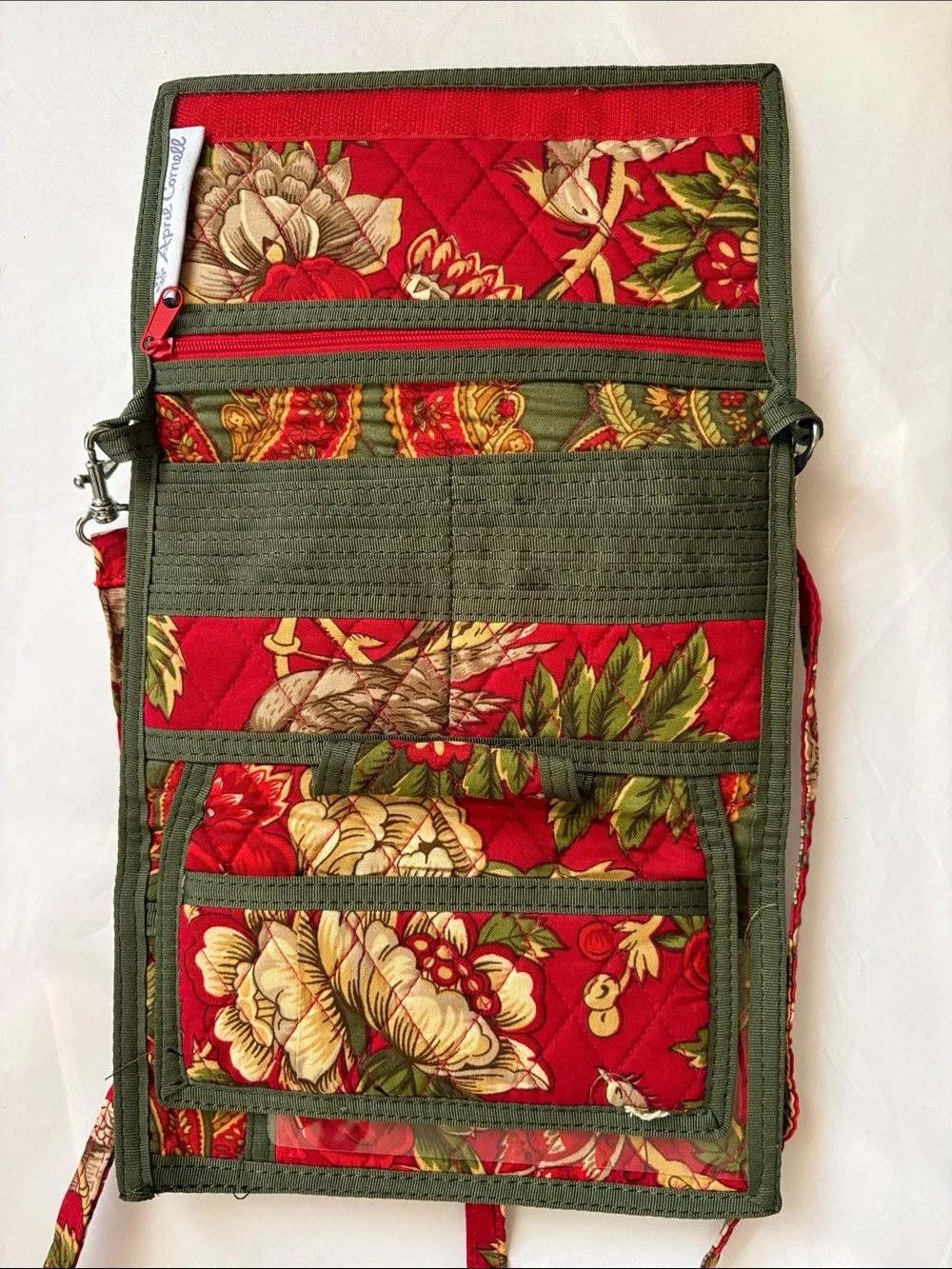 April Cornell Red Floral Quilted Crossbody Bag